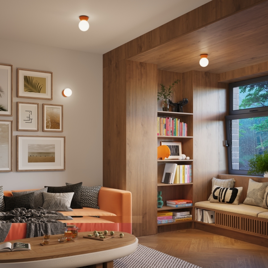 Koupelnové stropní svítidlo ZORI 1xG9/8W/230V pr. 12 cm IP44 oranžová