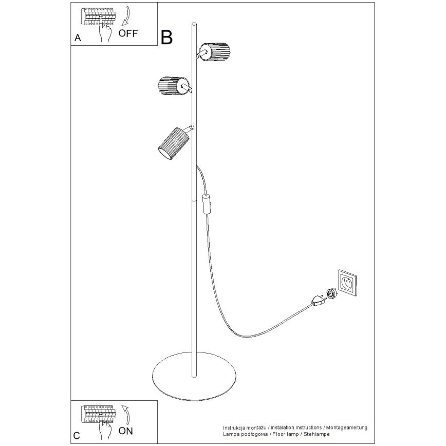 Stojací lampa KARBON 3xGU10/10W/230V bílá