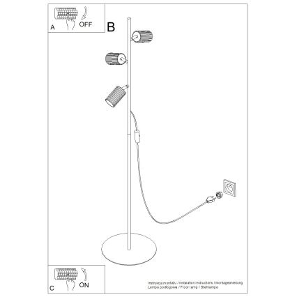 Stojací lampa KARBON 3xGU10/10W/230V krémová