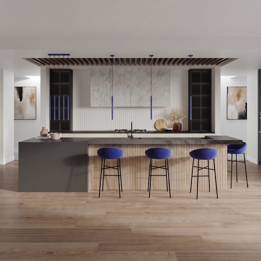 Lustr na lanku PASTELO 1xG9/8W/230V modrá