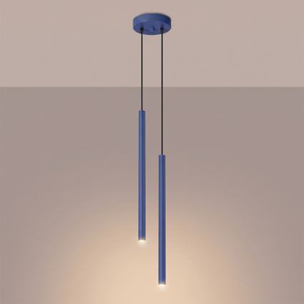 Lustr na lanku PASTELO 2xG9/8W/230V modrá
