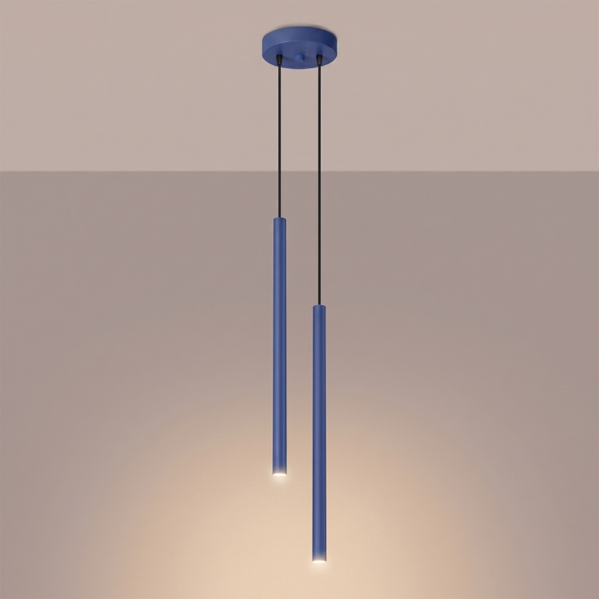 Lustr na lanku PASTELO 2xG9/8W/230V modrá