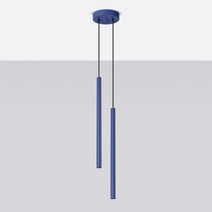 Lustr na lanku PASTELO 2xG9/8W/230V modrá