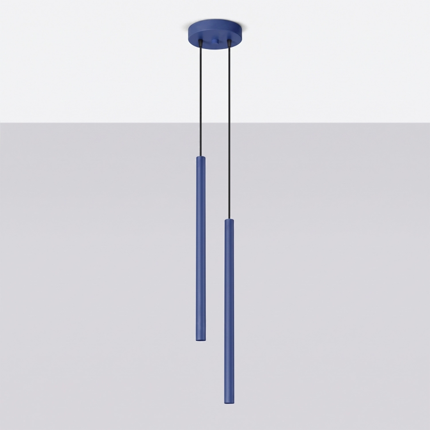Lustr na lanku PASTELO 2xG9/8W/230V modrá