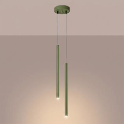 Lustr na lanku PASTELO 2xG9/8W/230V zelená