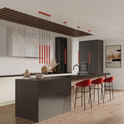 Lustr na lanku PASTELO 1xG9/8W/230V červená
