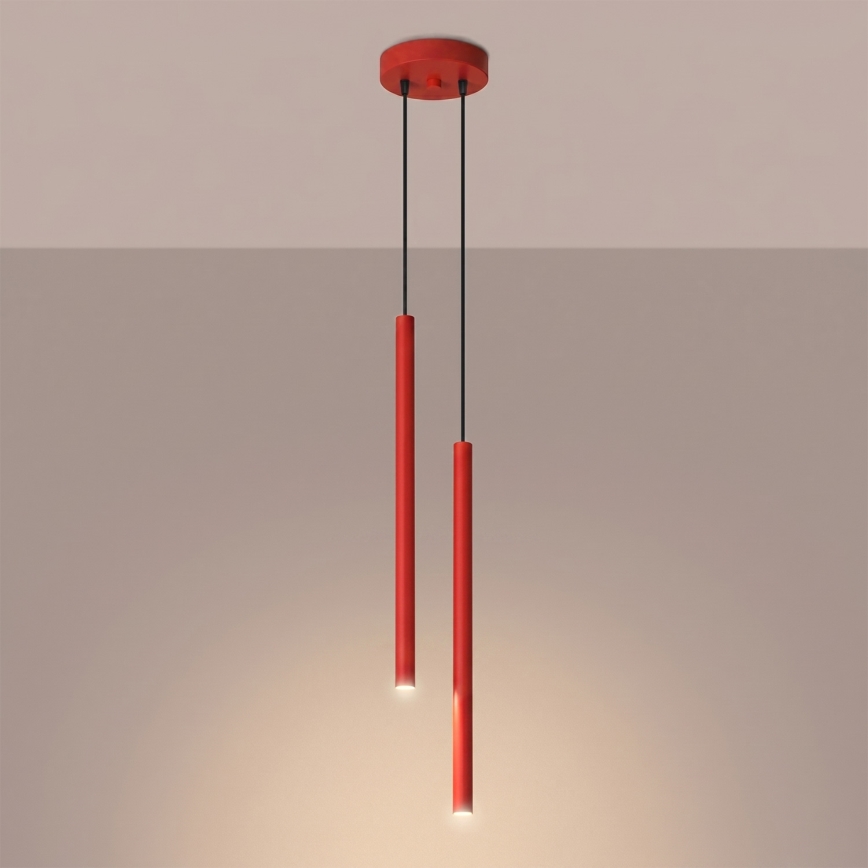 Lustr na lanku PASTELO 2xG9/8W/230V červená
