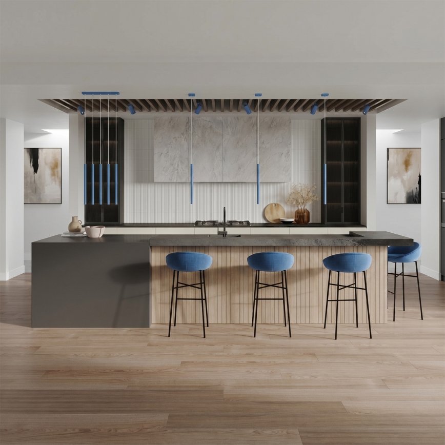 Lustr na lanku PASTELO 1xG9/8W/230V modrá