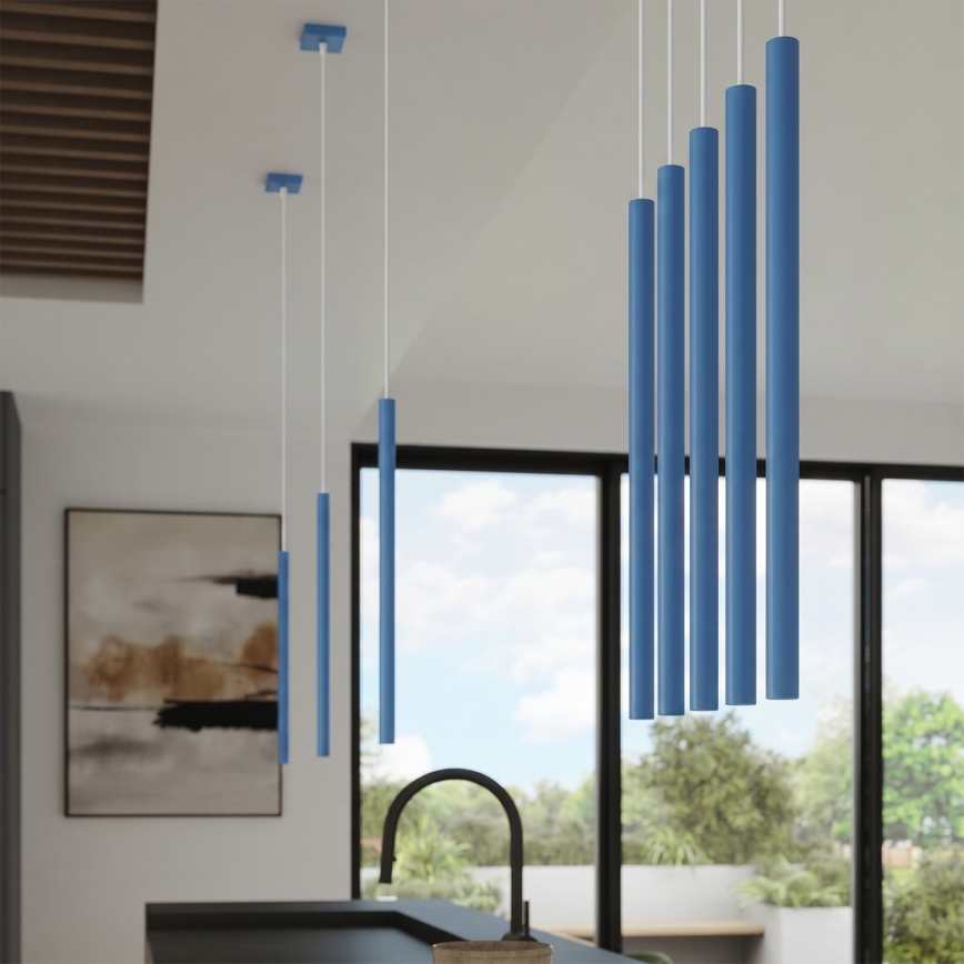 Lustr na lanku PASTELO 1xG9/8W/230V modrá