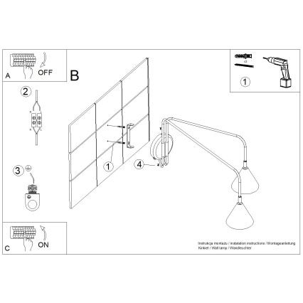 Nástěnná lampa NOX 2xE14/10W/230V krémová