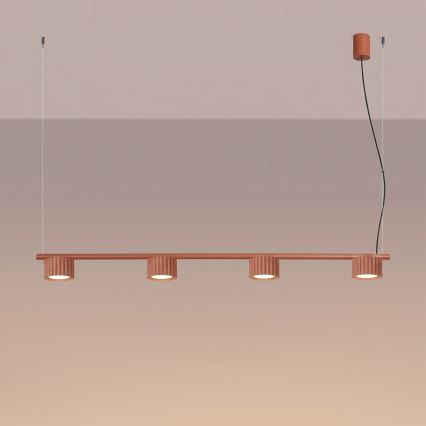 Lustr na lanku AURA 4xGX53/10W/230V červená