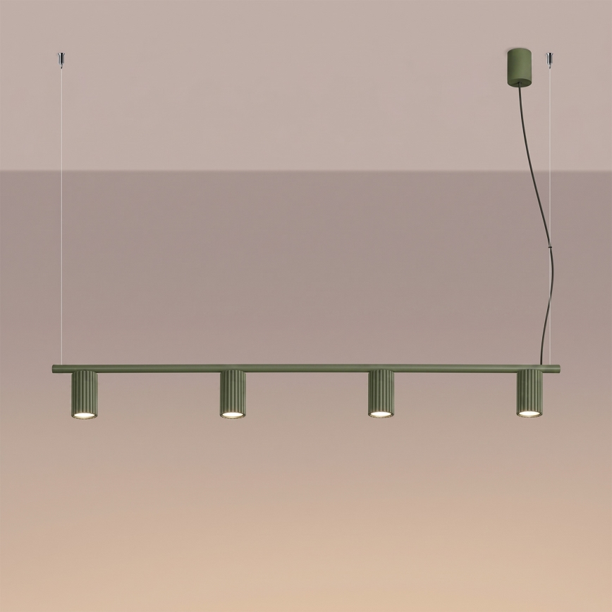 Lustr na lanku KARBON 4xGU10/10W/230V zelená