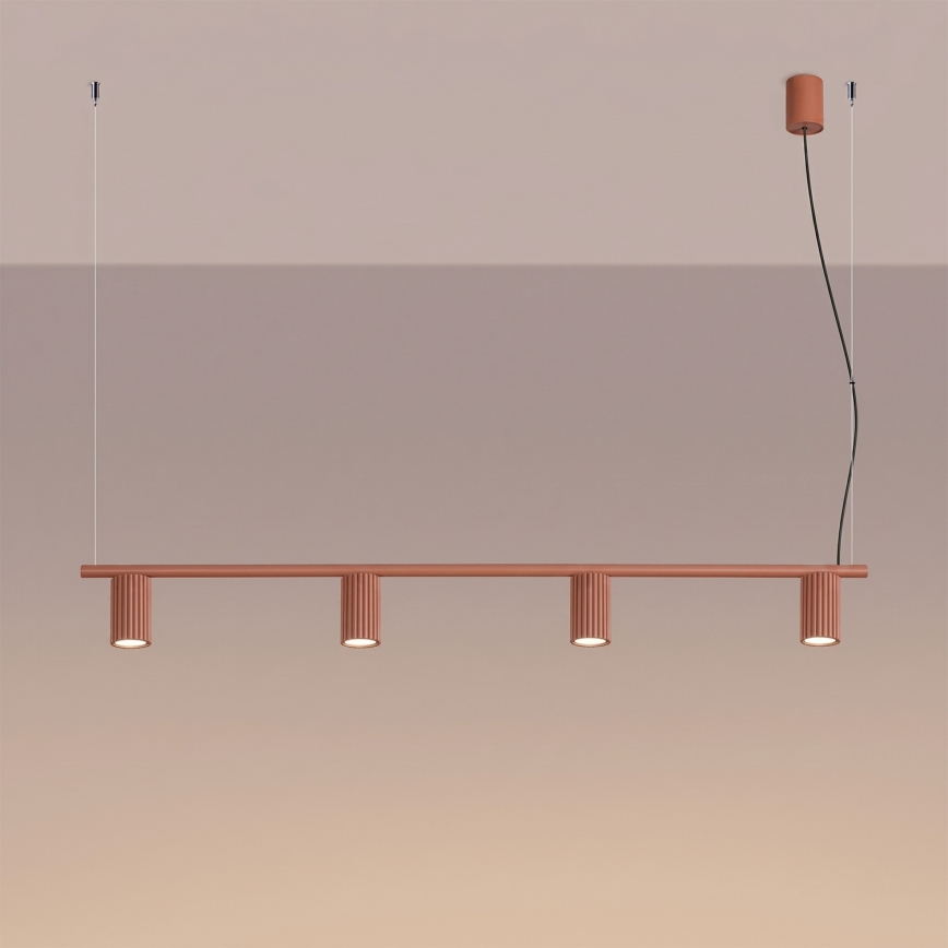 Lustr na lanku KARBON 4xGU10/10W/230V oranžová