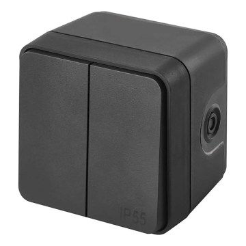 Spínač domovní 2-tlačítkový střídavý č. 6+6 IP55 antracit