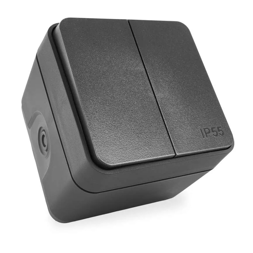 Spínač domovní 2-tlačítkový střídavý č. 6+6 IP55 antracit