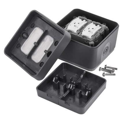 Spínač domovní 2-tlačítkový střídavý č. 6+6 IP55 antracit