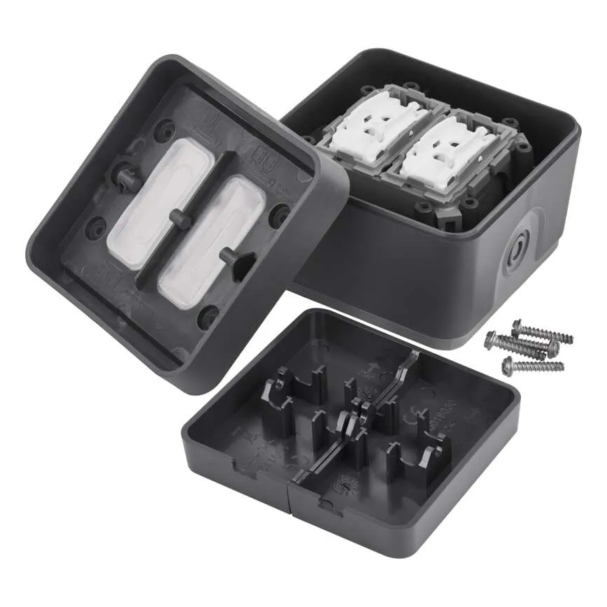 Spínač domovní 2-tlačítkový střídavý č. 6+6 IP55 antracit