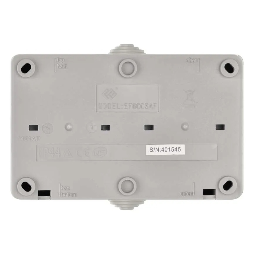 Spínač domovní střídavý č. 6 se zásuvkou 250V/16A IP44 šedá