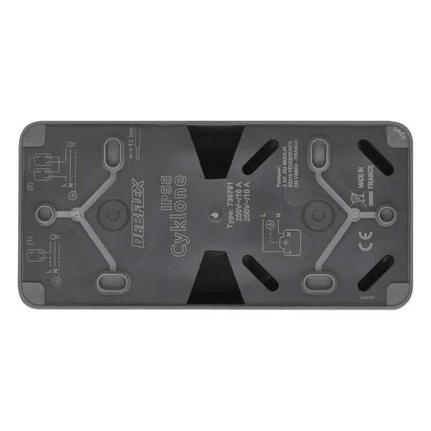 Spínač domovní střídavý se zásuvkou 250V/16A IP55