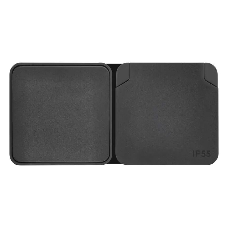 Spínač domovní střídavý se zásuvkou 250V/16A IP55