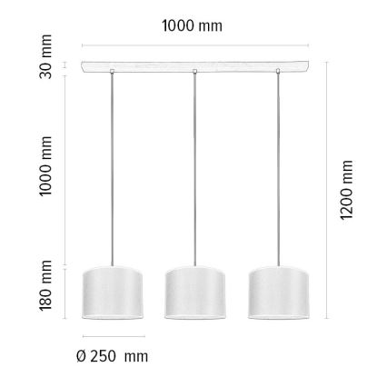 Lustr na lanku BENITA 3xE27/40W/230V bílá/dub – FSC certifikováno