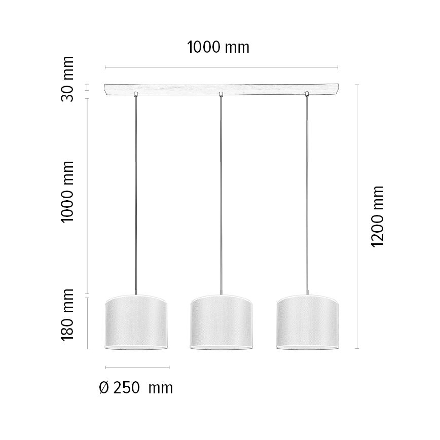 Lustr na lanku BENITA 3xE27/40W/230V bílá/dub – FSC certifikováno