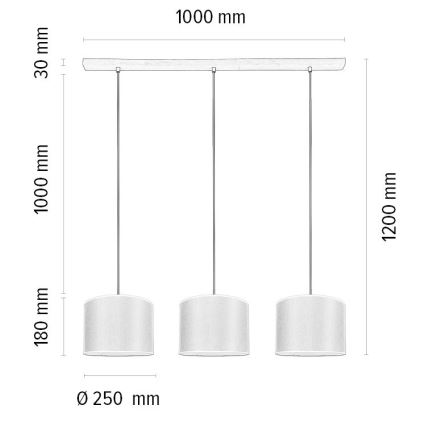 Lustr na lanku BENITA 3xE27/40W/230V krémová/dub – FSC certifikováno