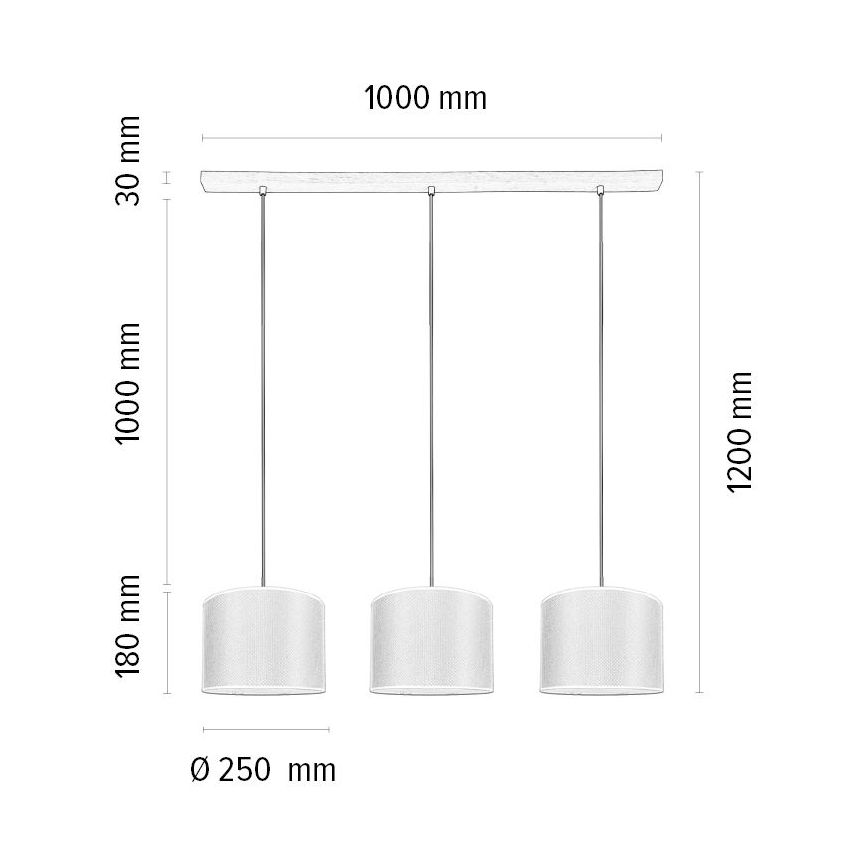 Lustr na lanku BENITA 3xE27/40W/230V hnědá/dub – FSC certifikováno