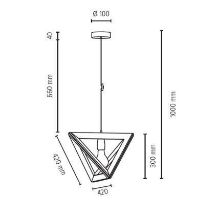 Lustr na lanku TRIGONON 1xE27/60W/230V matný dub – FSC certifikováno