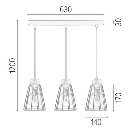 Spot-Light - Lustr na lanku ORAZIO 3xE27/60W/230V dub