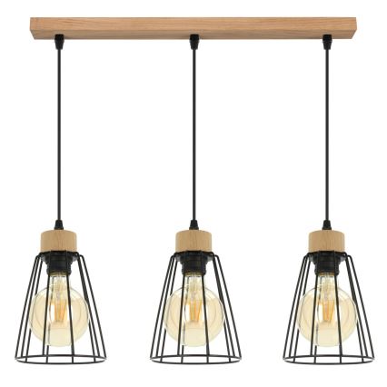 Spot-Light - Lustr na lanku ORAZIO 3xE27/60W/230V dub – FSC certifikováno