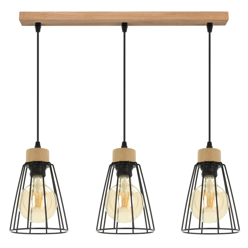Spot-Light - Lustr na lanku ORAZIO 3xE27/60W/230V dub – FSC certifikováno