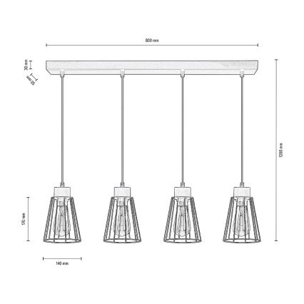 Spot-Light - Lustr na lanku ORAZIO 4xE27/60W/230V bříza