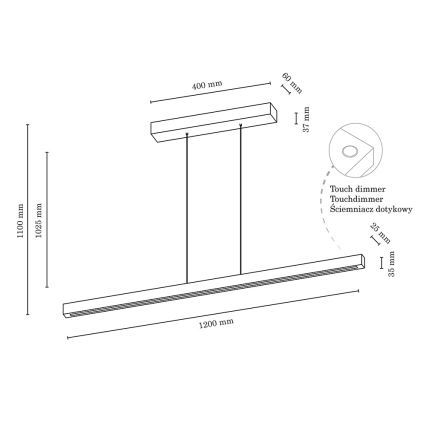 LED Stmívatelný lustr na lanku SMAL LED/18W/230V dub – FSC certifikováno