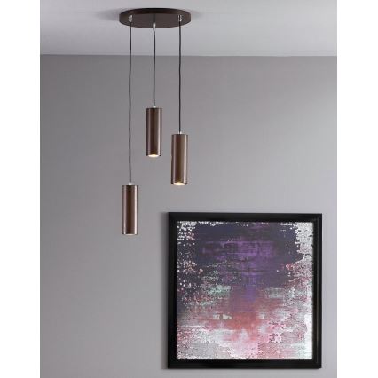 LED Lustr na lanku PIPE 3xGU10/5W/230V