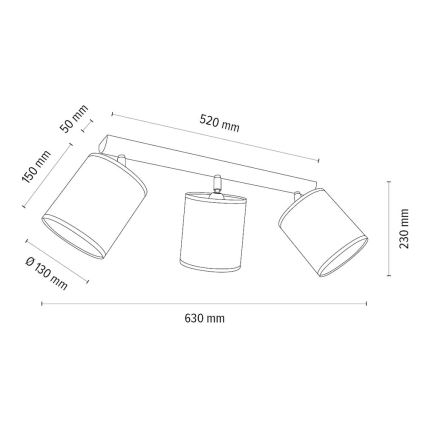 Bodové svítidlo BENITA 3xE27/25W/230V krémová/dub