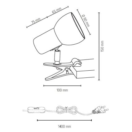 Lampa s klipem SVENDA 1xE27/60W/230V bříza