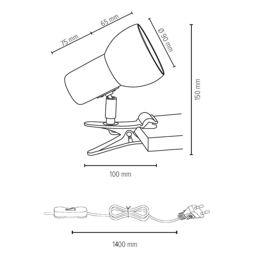 Lampa s klipem SVENDA 1xE27/60W/230V bříza