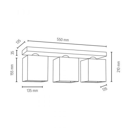 Stropní svítidlo GREAT 3xE27/25W/230V beton – FSC certifikováno