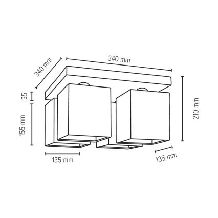 Stropní svítidlo GREAT 4xE27/25W/230V beton – FSC certifikováno