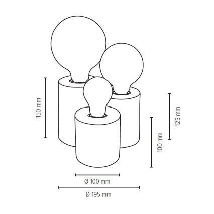 Stolní lampa VINCENT 3xE27/15W/230V dub – FSC certifikováno