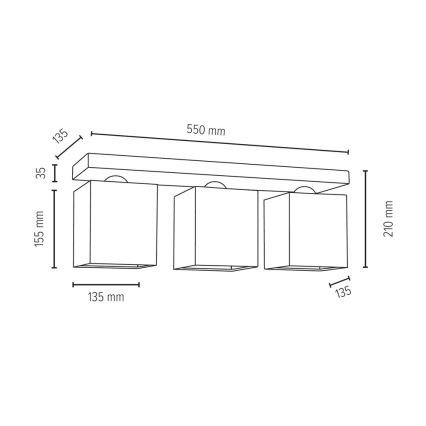 Stropní svítidlo INGER 3xE27/25W/230V dub – FSC certifikováno