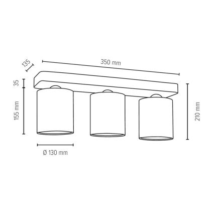 Stropní svítidlo GENTLE 3xE27/25W/230V beton – FSC certifikováno