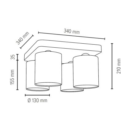 Stropní svítidlo GENTLE 4xE27/25W/230V beton