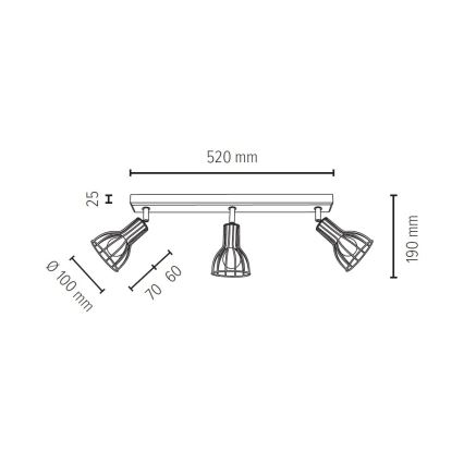 Bodové svítidlo MEGAN 3xE14/40W/230V dub – FSC certifikováno