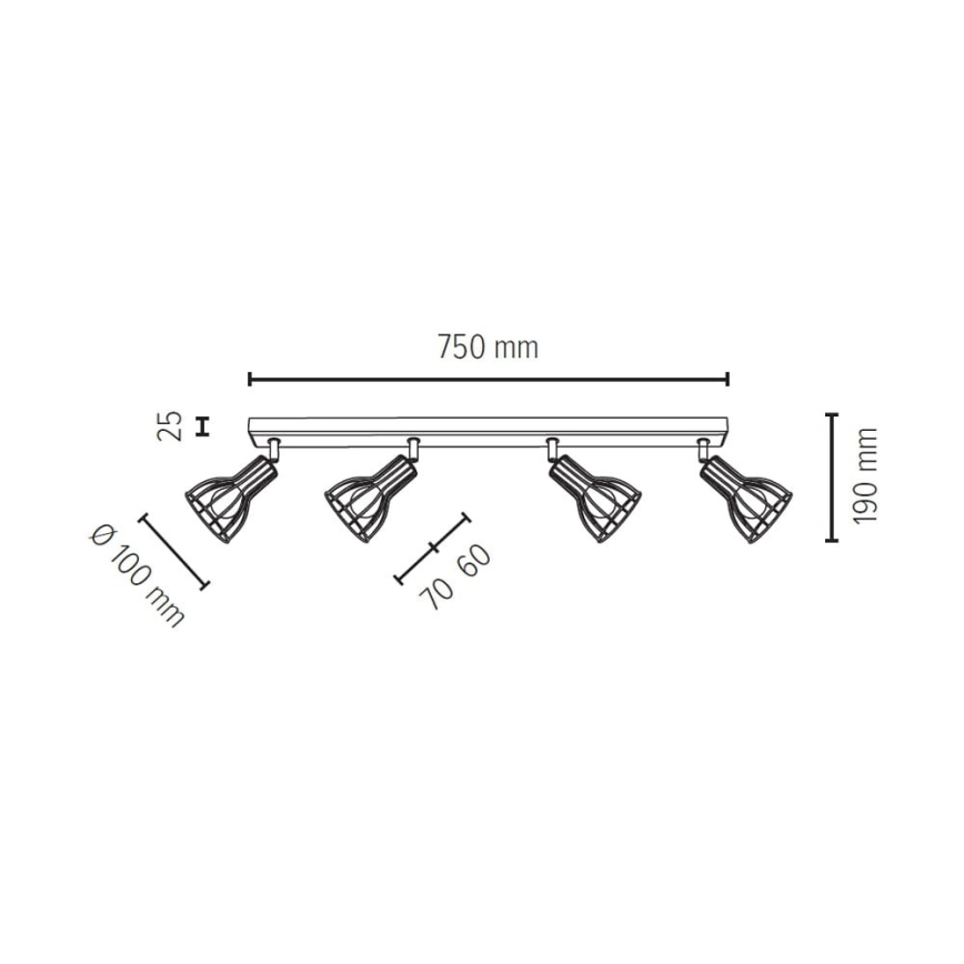 Bodové svítidlo MEGAN 4xE14/40W/230V dub – FSC certifikováno