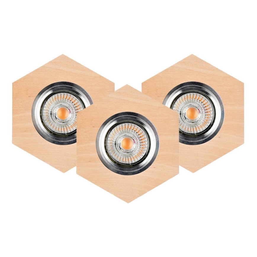 SADA 3x LED Podhledové svítidlo VITAR 3xGU10/5W/230V bříza