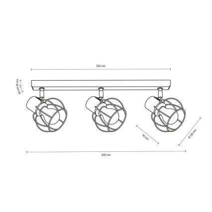 Stropní bodové svítidlo PHIPHI 3xE27/60W/230V dub – FSC certifikováno