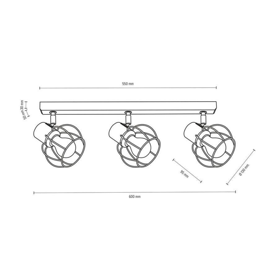 Stropní bodové svítidlo PHIPHI 3xE27/60W/230V dub – FSC certifikováno