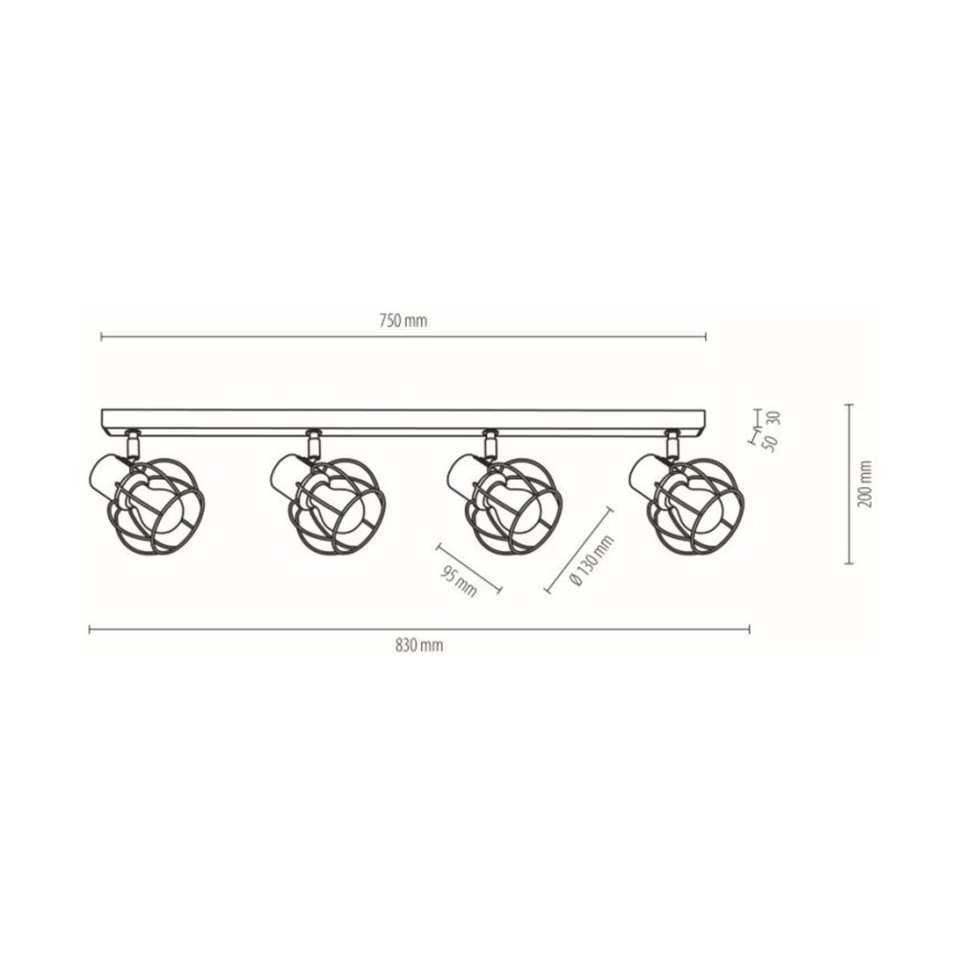 Stropní bodové svítidlo PHIPHI 4xE27/60W/230V dub – FSC certifikováno